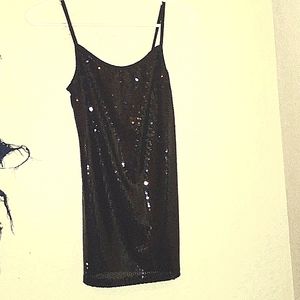 Black Sequin Strap Tank Top